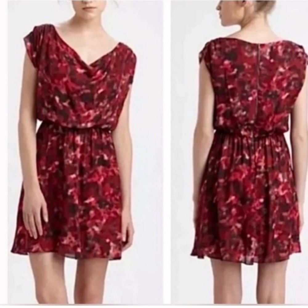 $396 ALICE + OLIVIA MULTI-COLORS SILK COWL NECK SLEEVELESS DRESS SIZE S